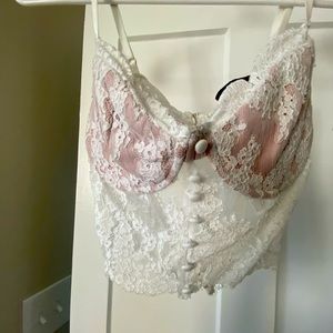 Small, white lace crop top